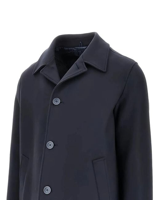 Herno Blue Single-Breasted Padded Coat for men