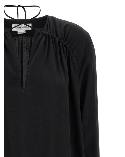 Victoria Beckham Black 'Gather Detail Tie' Blouse