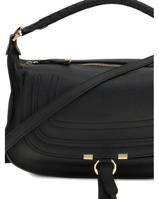 Chloé Black Chloe Small Marcie Leather Shoulder Bag