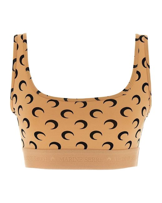 MARINE SERRE Metallic 'Moon Printed Jersey' Cropped Top