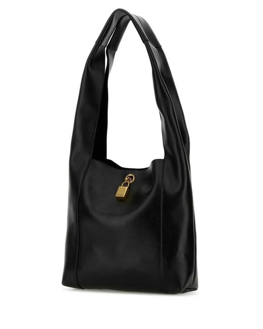 Saint Laurent Black Leather Tanger Shopping Bag