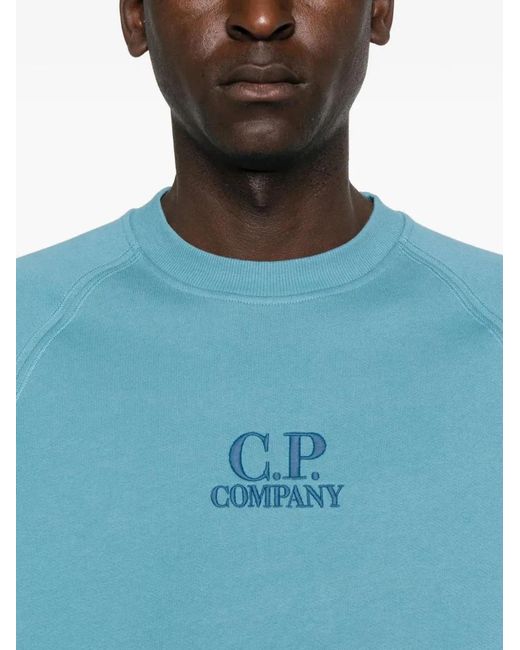 C P Company Blue C.P.Company Embroidered Sweater for men