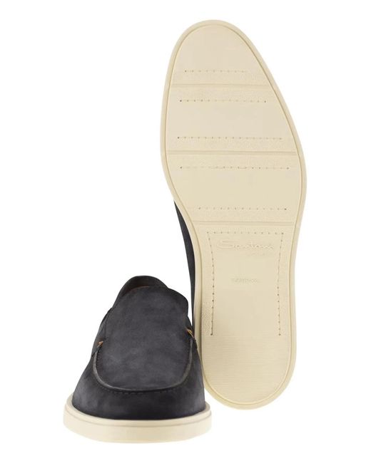 Santoni Black Suede Moccasin for men