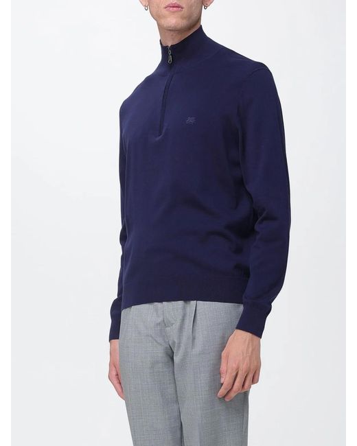 Etro Blue Cotton Sweater for men