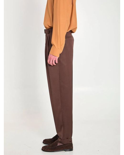 Saint Laurent Brown Silk Pants for men