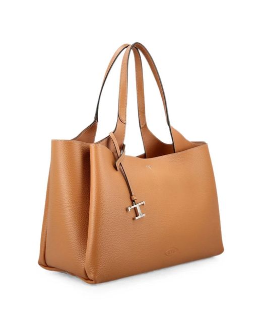 Tod's Brown T Timeless Medium Leather Tote