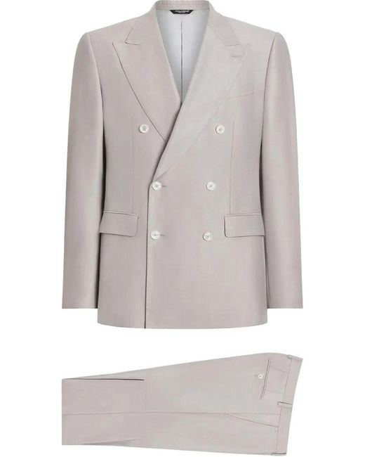 Dolce & Gabbana Gray Deconstructed Double-Breasted Wool And Silk Suit for men