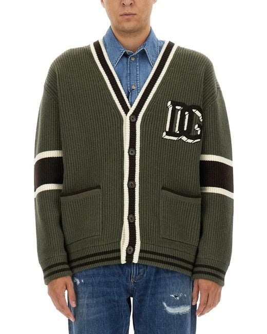 Dolce & Gabbana Green Dolce & Gabbana Wool Cardigan for men