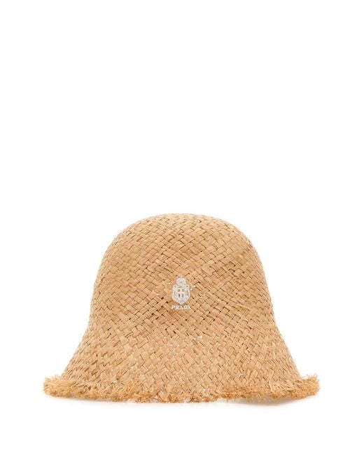 Prada Natural Raffia Baseball Cap