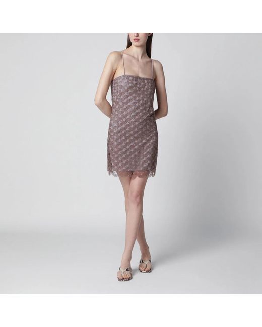 ROTATE BIRGER CHRISTENSEN Gray Scalloped Sequin Mini Dress