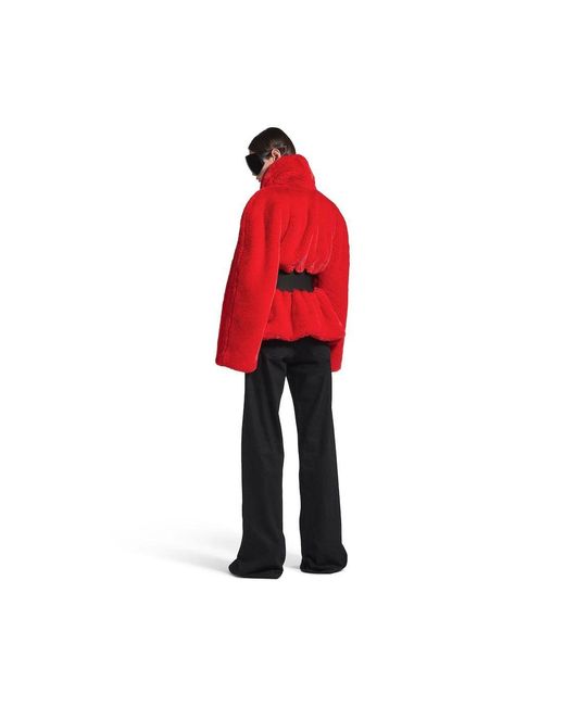 Balenciaga Red Wrap Animal- Free Fur Coat