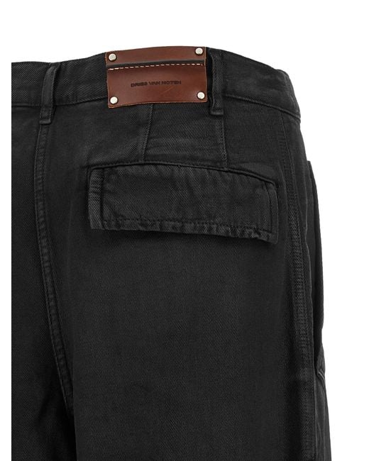 Dries Van Noten Black Loose Cotton Trousers