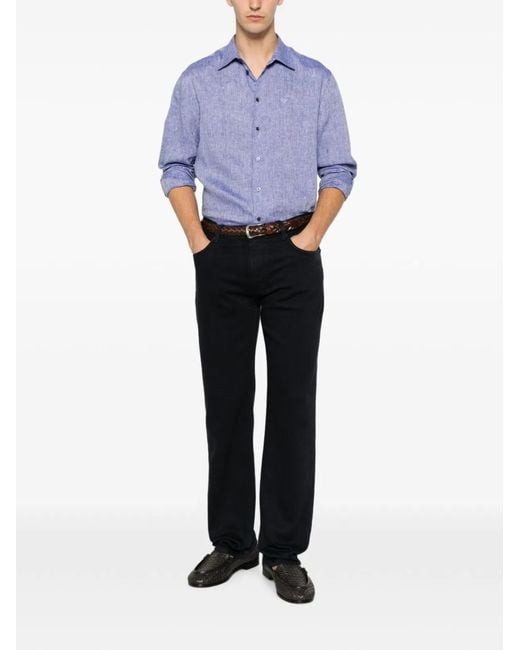 Emporio Armani Purple Cotton Shirt for men