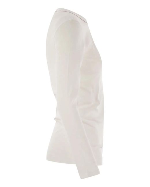Brunello Cucinelli White Top Adorned With Monili Beads