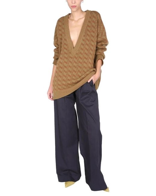 Jejia Natural V-Neck Jacquard Sweater