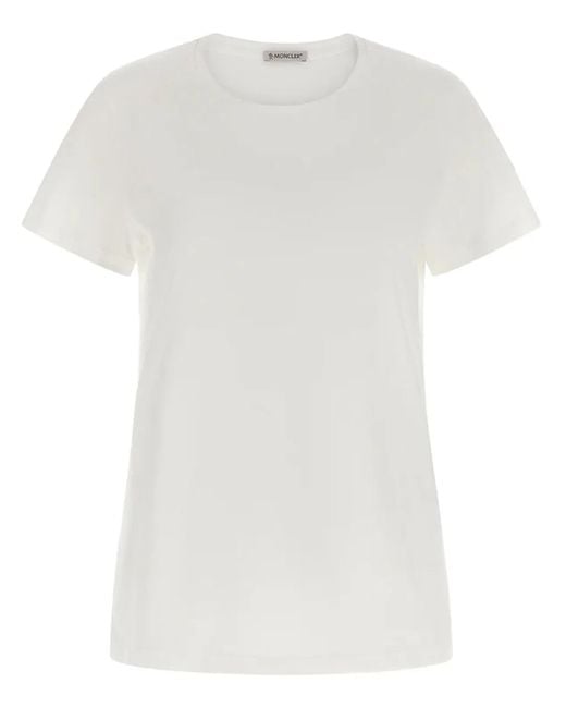 Moncler White Logo Patch Cotton Jersey T-Shirt