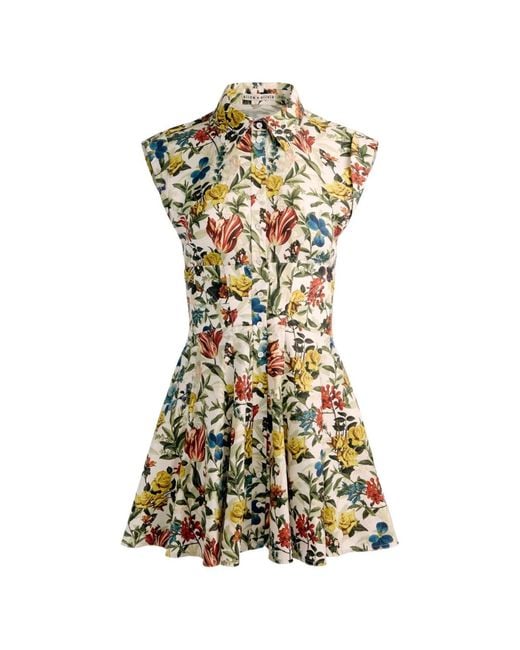 Alice + Olivia White Printed Cotton Mini Dress
