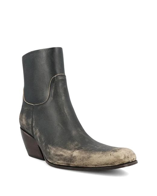 Balenciaga Brown Memphis Worn Leather Ankle Boots