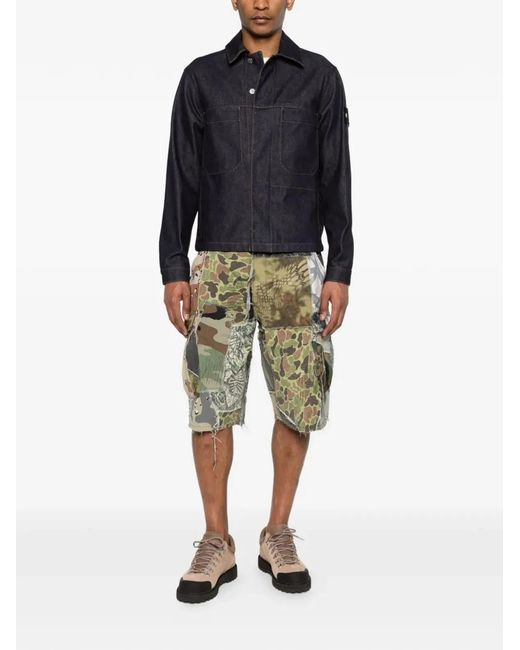 Stone Island Blue Biker Jacket for men