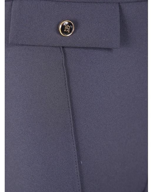 Elisabetta Franchi Blue Trousers With Logo Buttons