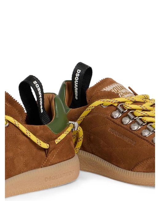DSquared² Brown Calf Leather Goat Leather Lace-Up Sneakers for men