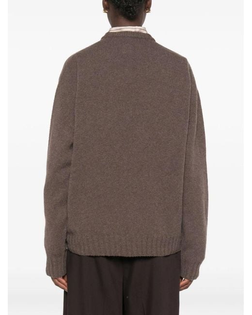 Alysi Brown Wool V-Necked Jumper