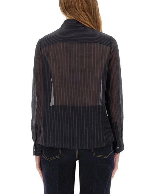Tory Burch Black Striped Cotton Shirt