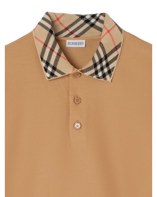 Burberry Natural Check Collar Cotton Polo Shirt for men
