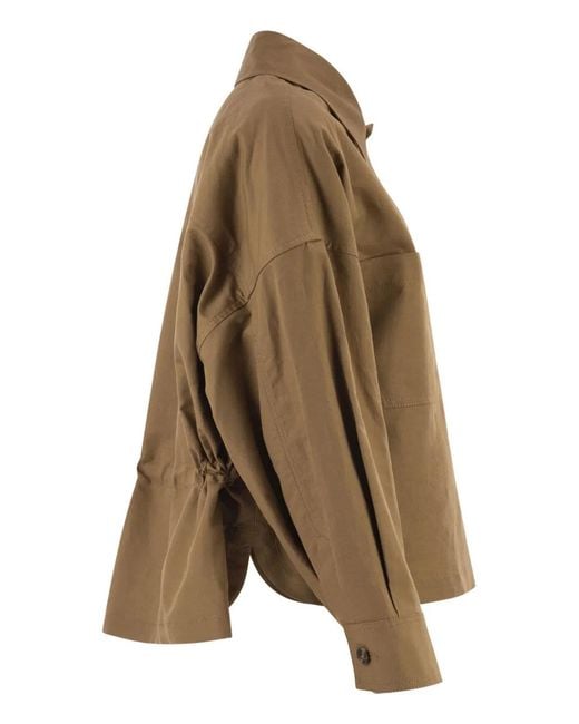 Weekend by Maxmara Brown Wkdvettura – Short Cotton And Linen Jacket With Drawstring
