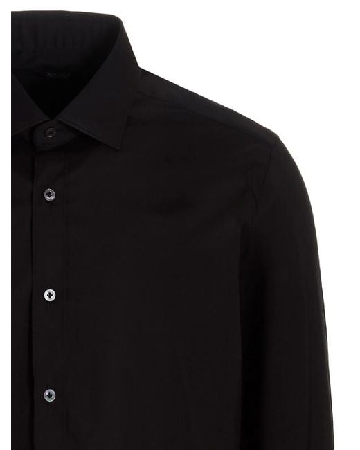 Barba Napoli Black Poplin Shirt for men