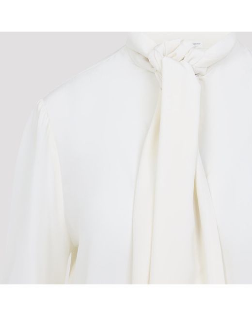 Saint Laurent White Craie Silk Bluose