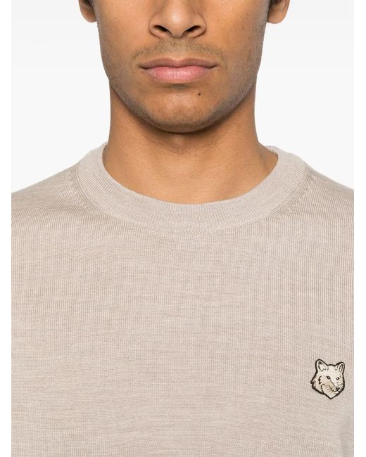 Maison Kitsuné Natural Maison Kitsuné Bold Fox Head Wool Jumper for men