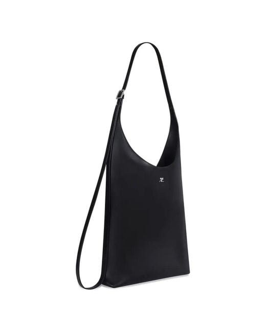 Courreges Black Courregès Large "Melt" Leather Tote Bag