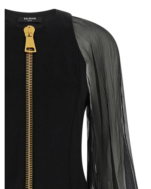 Balmain Black Xl Zip Dress