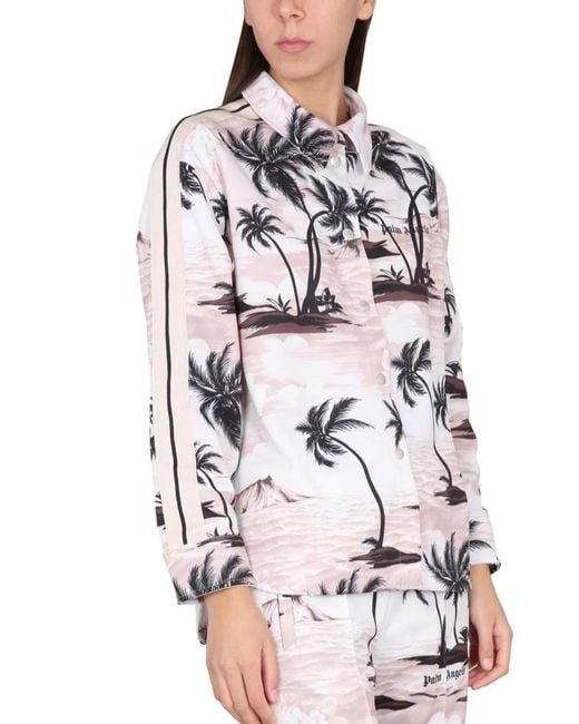 Palm Angels White Island Print Shirt