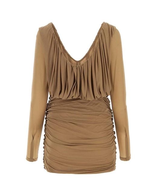 Saint Laurent Brown Jersey Mini Dress