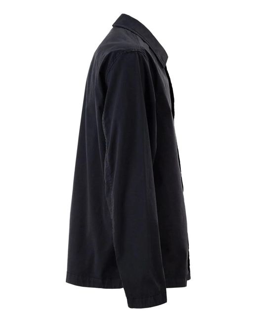 Stone Island Black Comfort Fit Overshirt With Press Studs for men