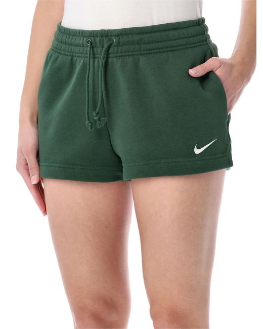 Nike Green Elastic Waist Fleece Shorts