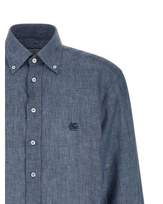 Etro Blue Linen Shirt for men