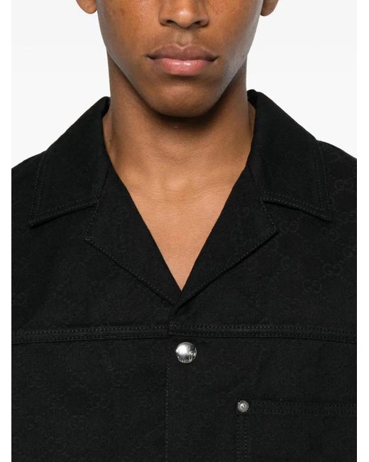 Gucci Black Gg Jacquard Shirt for men