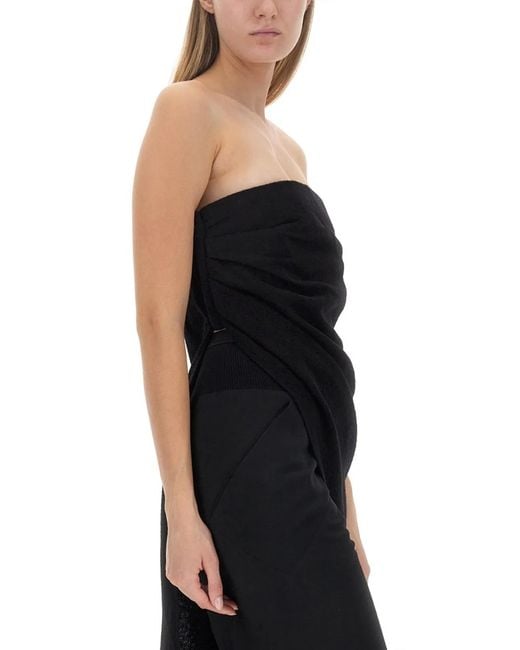 Rick Owens Black Asymmetrical Long Top