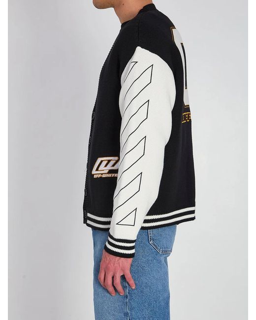 Off-White c/o Virgil Abloh Black Off Varsity Cardigan for men