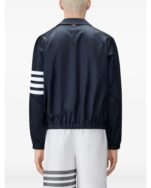 Thom Browne Blue Shiny Ripstop 4-Bar Track Jacket for men