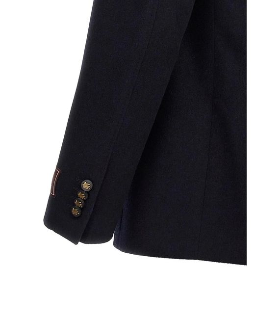 Etro Blue 'Decorative Basting' Blazer for men