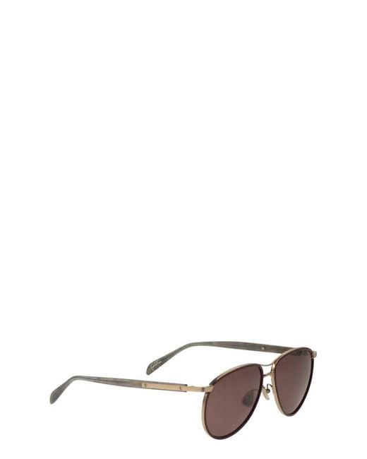 Brunello Cucinelli Brown Titanium Aviator Sunglasses With Polarised Lenses