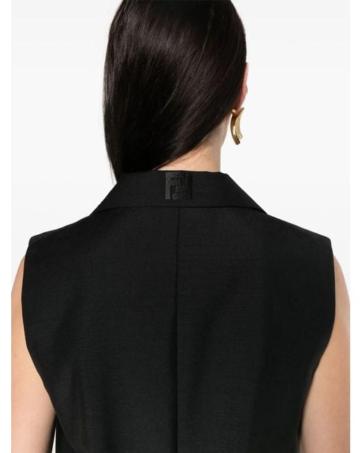 Fendi Black Wool Single-Breasted Vest