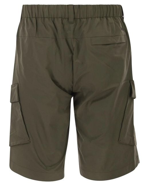 Herno Green Technical Fabric Cargo Bermuda Shorts for men