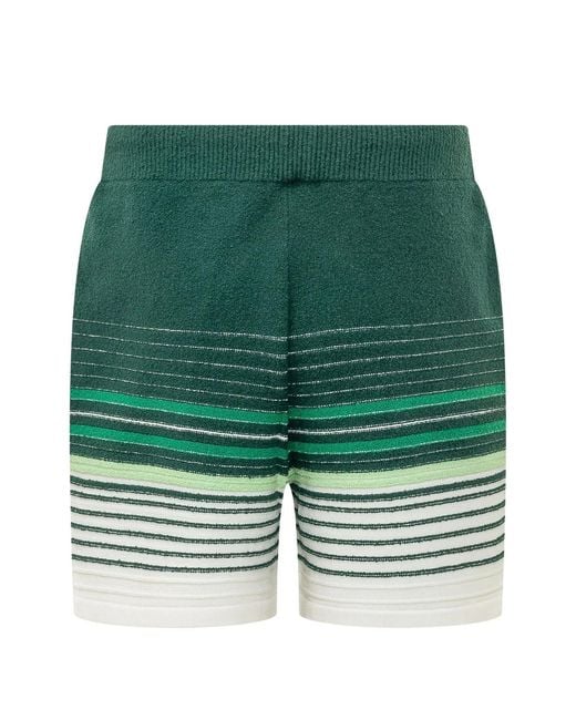 Casablanca Green Bouclé Striped Shorts for men