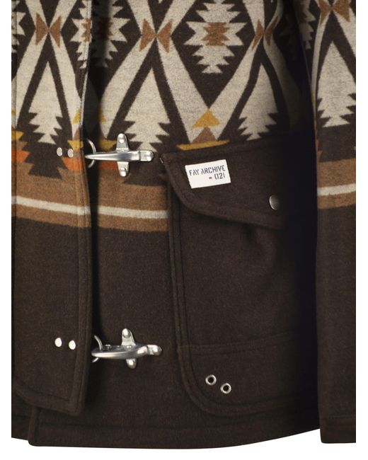 Fay Brown Archive Wool-Blend Jacket With Geometric Pattern for men