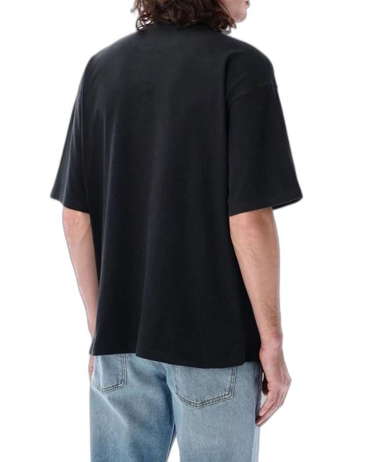 DIESEL Black T-Shirt With Distressed Flock Print for men